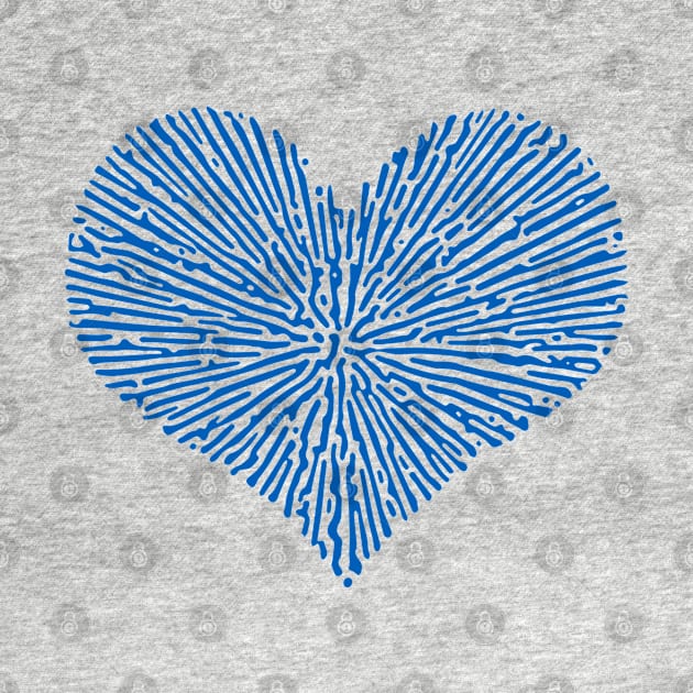 Turing Pattern Sunburst Love Heart (Blue) by John Uttley
